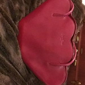 Red leather tote